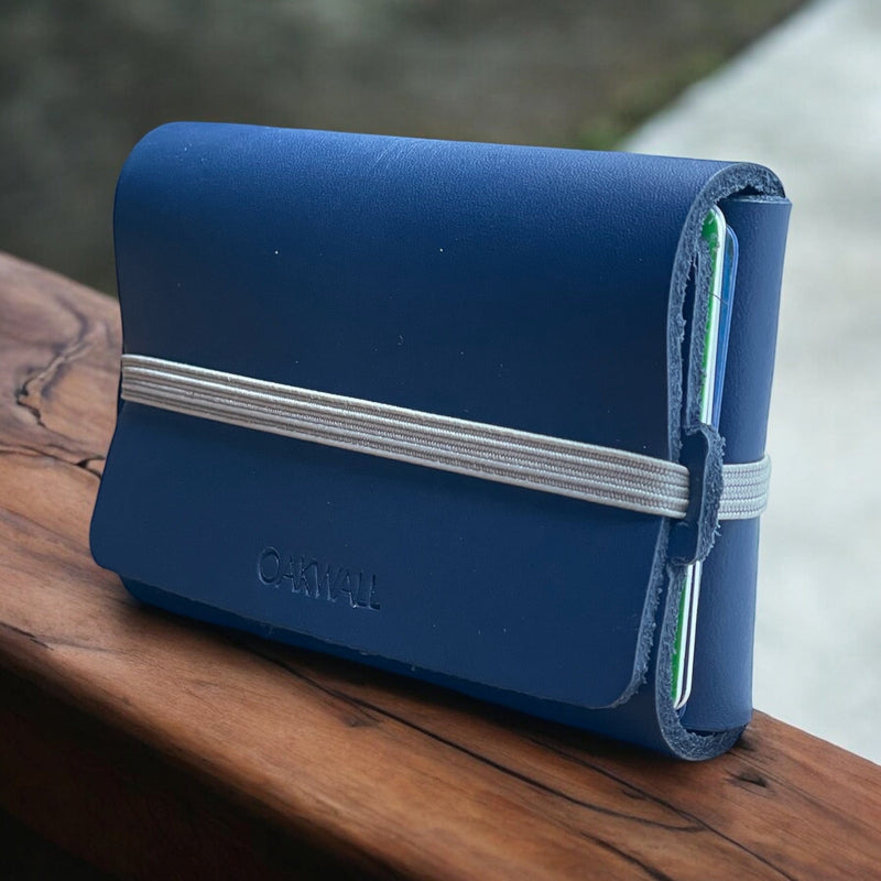 The Wrap Leather Wallet- Navy Blue